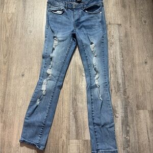 Bebe Blue Skinny Distressed Jeans vintage Y2K